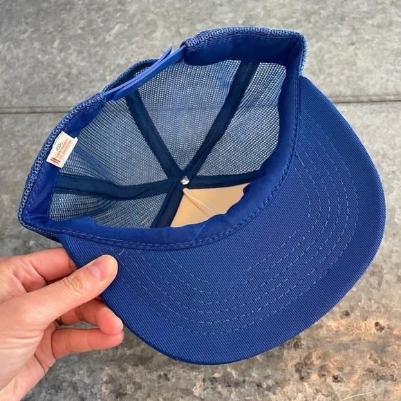 Vintage Ute Iowa 1984 Centennial State Bank Snapback Trucker Hat Blue White 80s - Picture 8 of 10